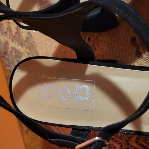 Pop Women's Garcelle Black Block Pin Up Style Ankle Strap Heels Size 11 - Picture 7 of 7